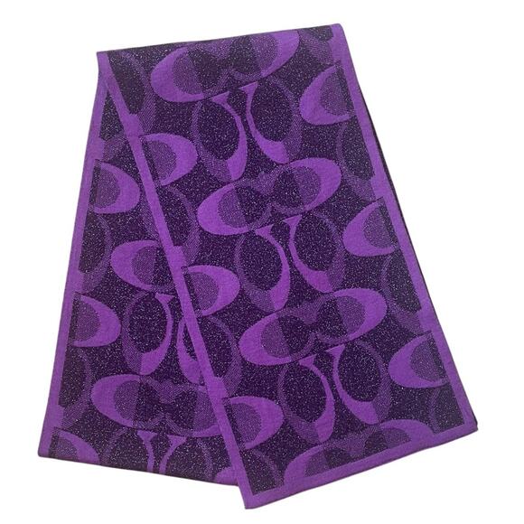 Coach Signature Purple Sparkle Scarf - Picture 3 of 3